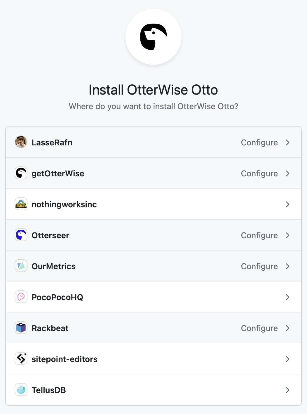 Screenshot from GitHub showing organization selector